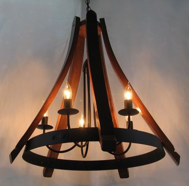 Custom Made Cervantes, Wine Barrel Chandelier Recycled Oak Staves And Hoop Pendant Ceiling Light