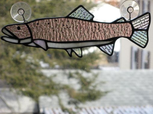 Custom Made Iridescent Stained Glass Rainbow Trout