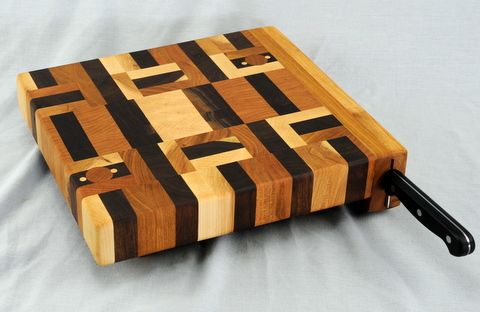 Custom Made End Grain Chopping Blocks With Knife Holders