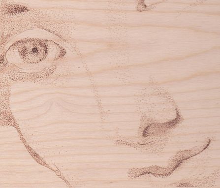Custom Made Woodburn Art On Wood Face Of An Angel
