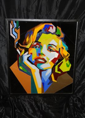 Custom Made Hand-Made Marilyn Monroe Portrait In Stained Glass.