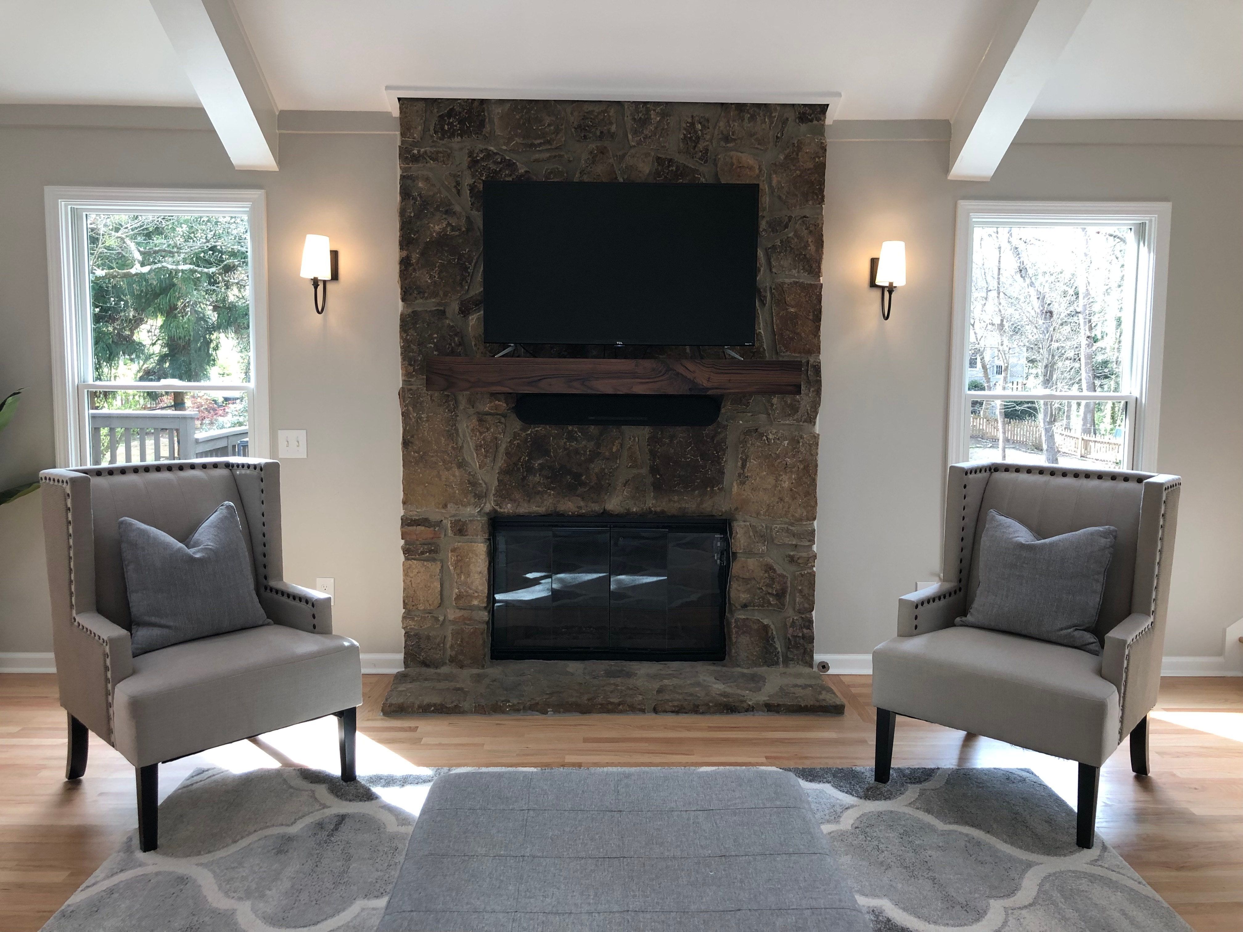 Buy Custom Made Hidden Storage Mantel, Knotted Walnut Fireplace Mantel