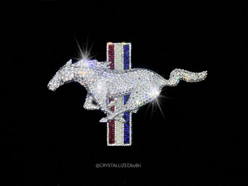 Custom Made Ford Mustang Tribar Crystallized Car Emblem Horse Bling Genuine European Crystals Bedazzled