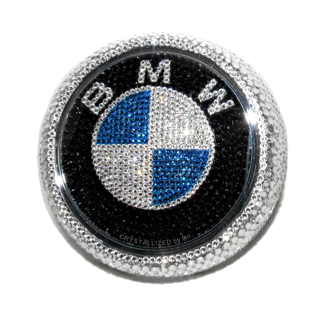 Blue Bling BMW LOGO Front or Rear Grille or Steering Wheel Emblem