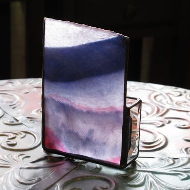 Custom Made Stained Glass Business Card Holder, 1191