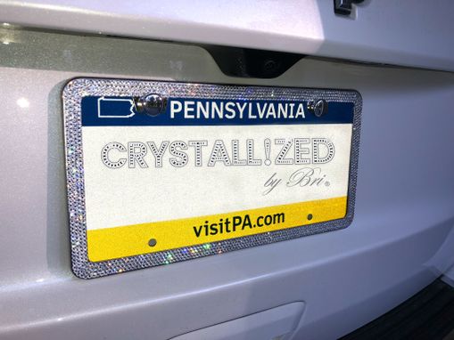 Custom Made Crystallized Bling Slim License Plate Frame Genuine European Crystals Bedazzled