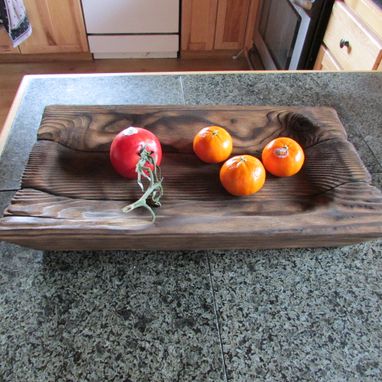 Custom Made Primitive Wood Carving Large Tray