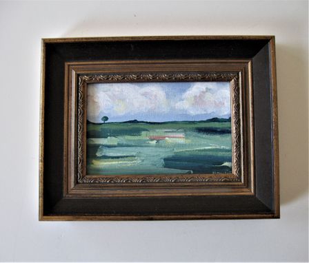 Custom Made Original Framed Impressionist Acrylic Landscape Painting, 9" X 7"