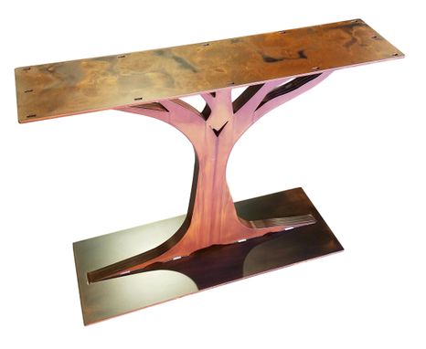 Custom Made Metal Console Table Base (Oak Tree)