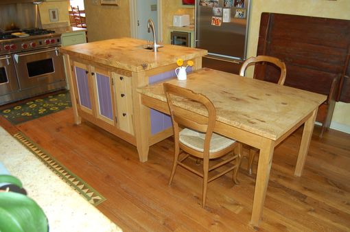 Custom Made Kitchen Island And Attached Table