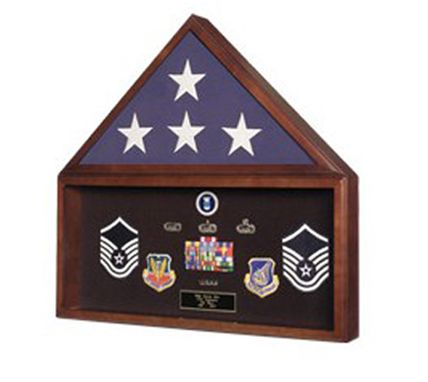 Custom Made Burial Flag And Medal Display Case, Flag And Document Holder