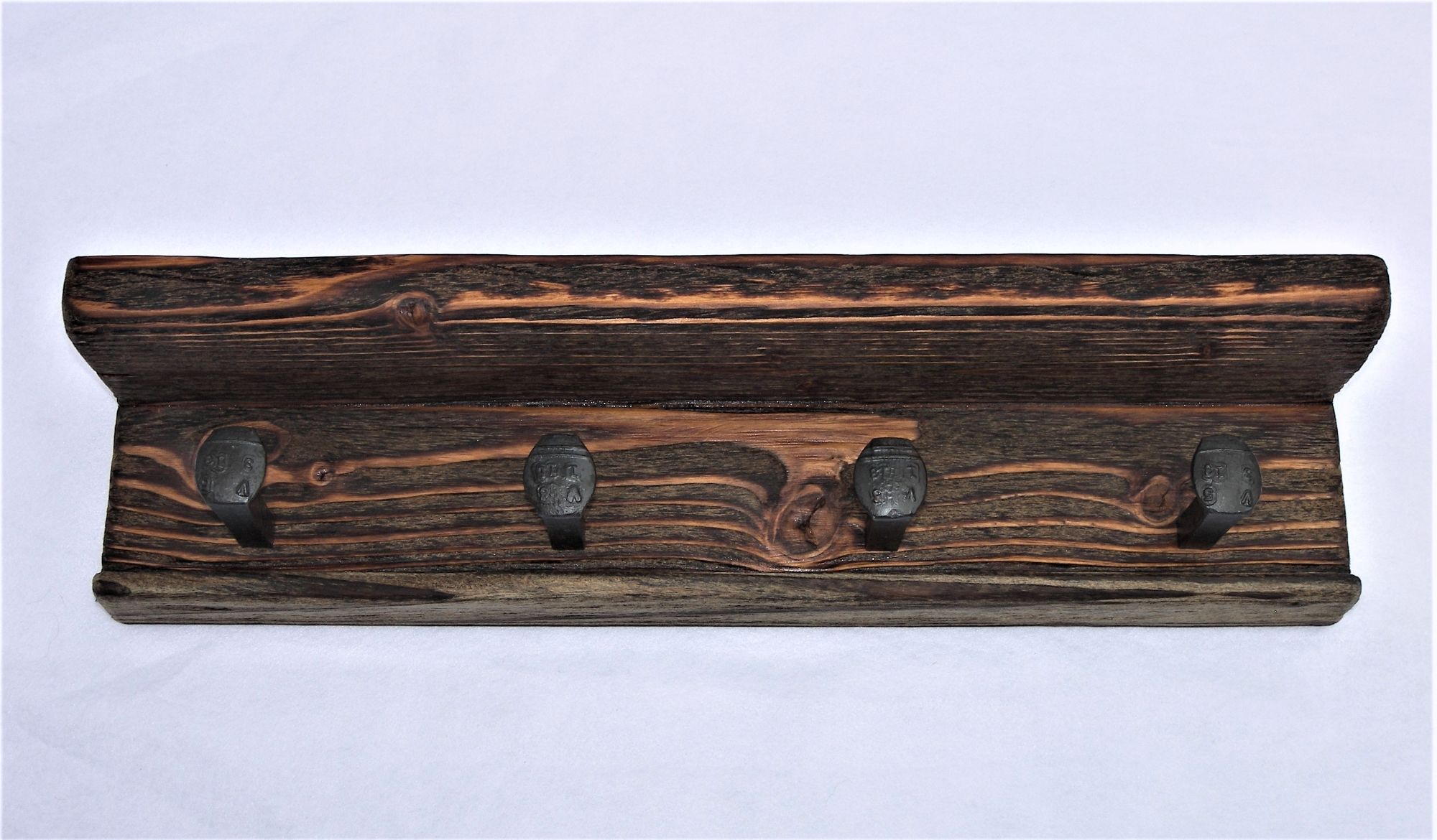 Custom Made Railroad Spike Coat Rack, Rustic Towel Rack With Shelf