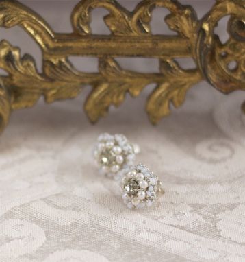 Custom Made Matilda Earrings | Freshwater Pearl Bridal Posts With Crystal, Lace