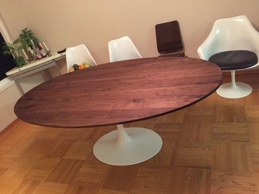 Custom Made 77" X 48" Solid Walnut Oval Tabletop (For Client's Tulip Table Base)