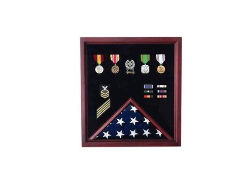 Custom Made Veterans Flag , Photo, Medal Display Case