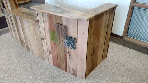 Custom Made Reclaimed Wood And Steel Reception Desk