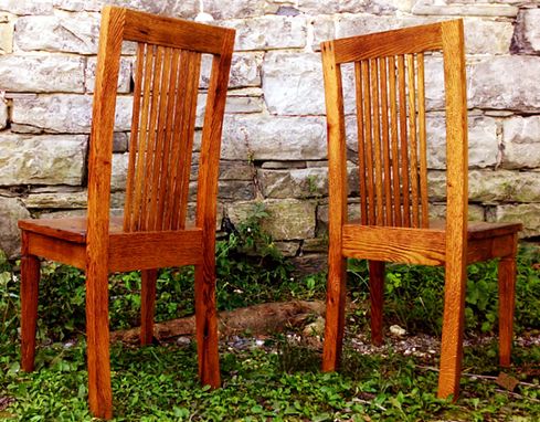 Custom Made Wormy Chestnut Colonial Style Dining Chairs