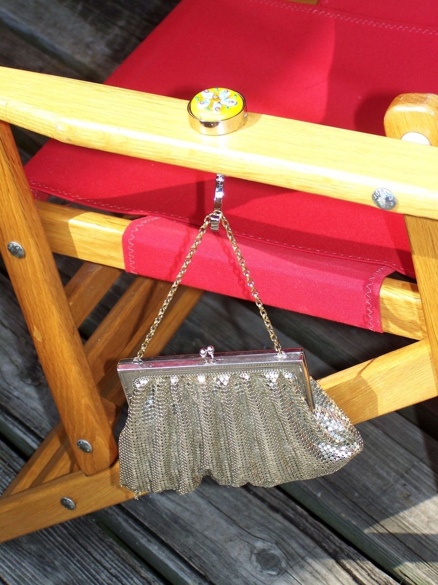 Custom Handmade Glass Cabochon Purse Hanger/Handbag Hook In Yellow And