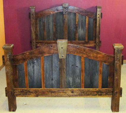 Custom Made Reclaimed Barn Wood Bed Two Tone Arched