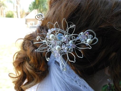 Custom Made Silver Fill Bridal Hairpiece With Veil