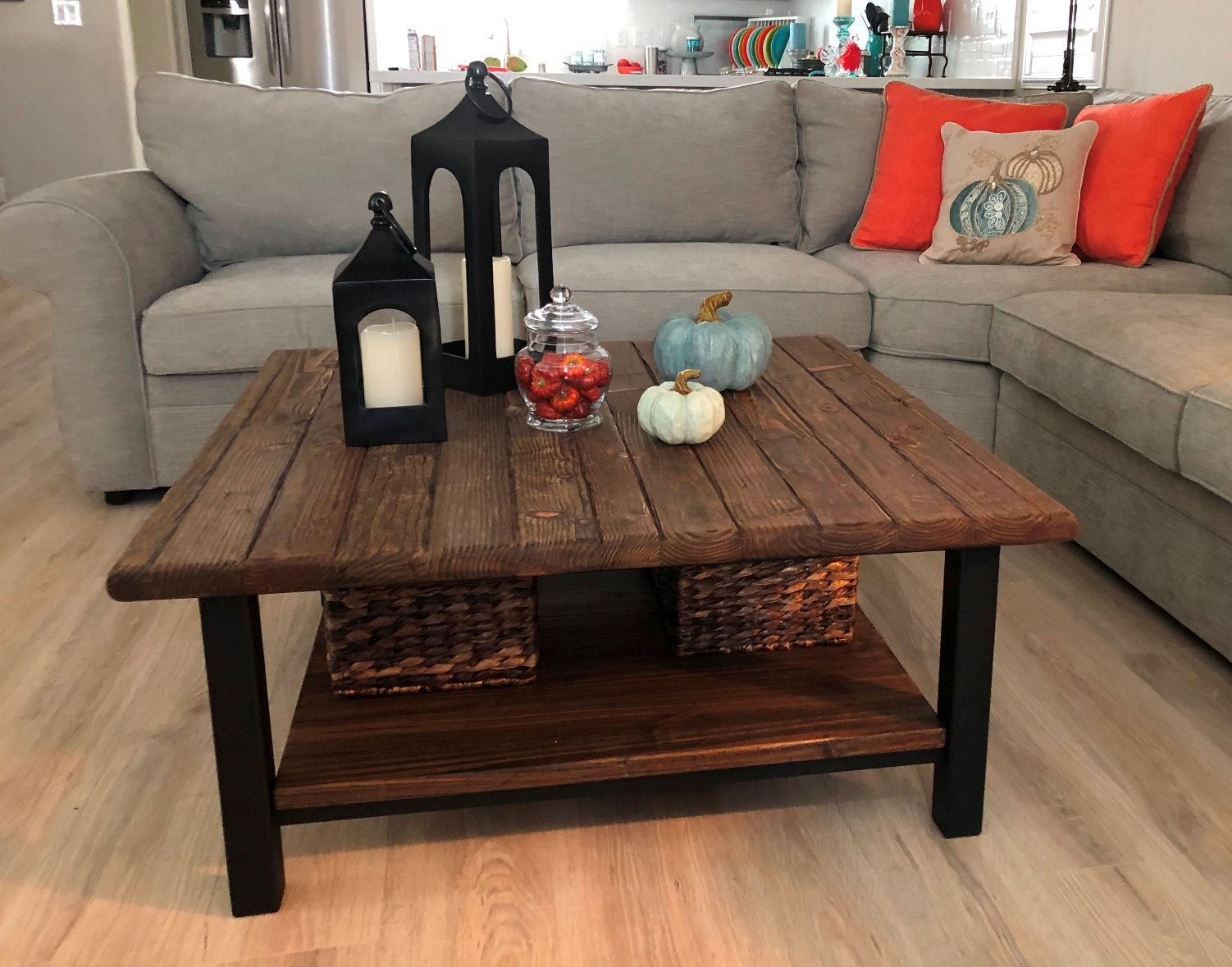 Handmade Modern Industrial Farmhouse Coffee Table, Urban Rustic Wood