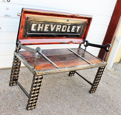 Custom Made Outdoor Furniture / Garden Bench  / Chevrolet Tailgate Garden Benches