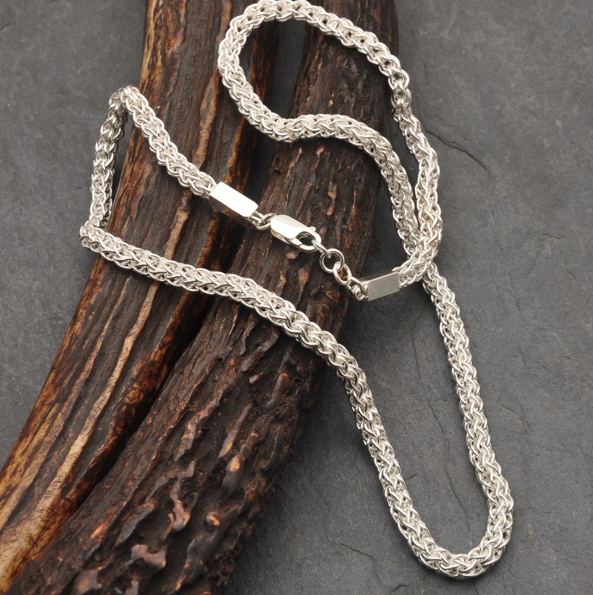 Handmade Fused Fine Silver Loop In Loop Necklace With End Caps by Ober