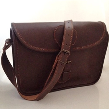 Custom Made Hand Made Real Leather Cartridge Bag Satchel Shooting With Strap Brown Leather