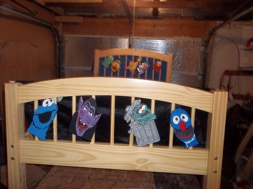 Custom Made Child's Single Bed With Sesame Street Look Alike Carvings