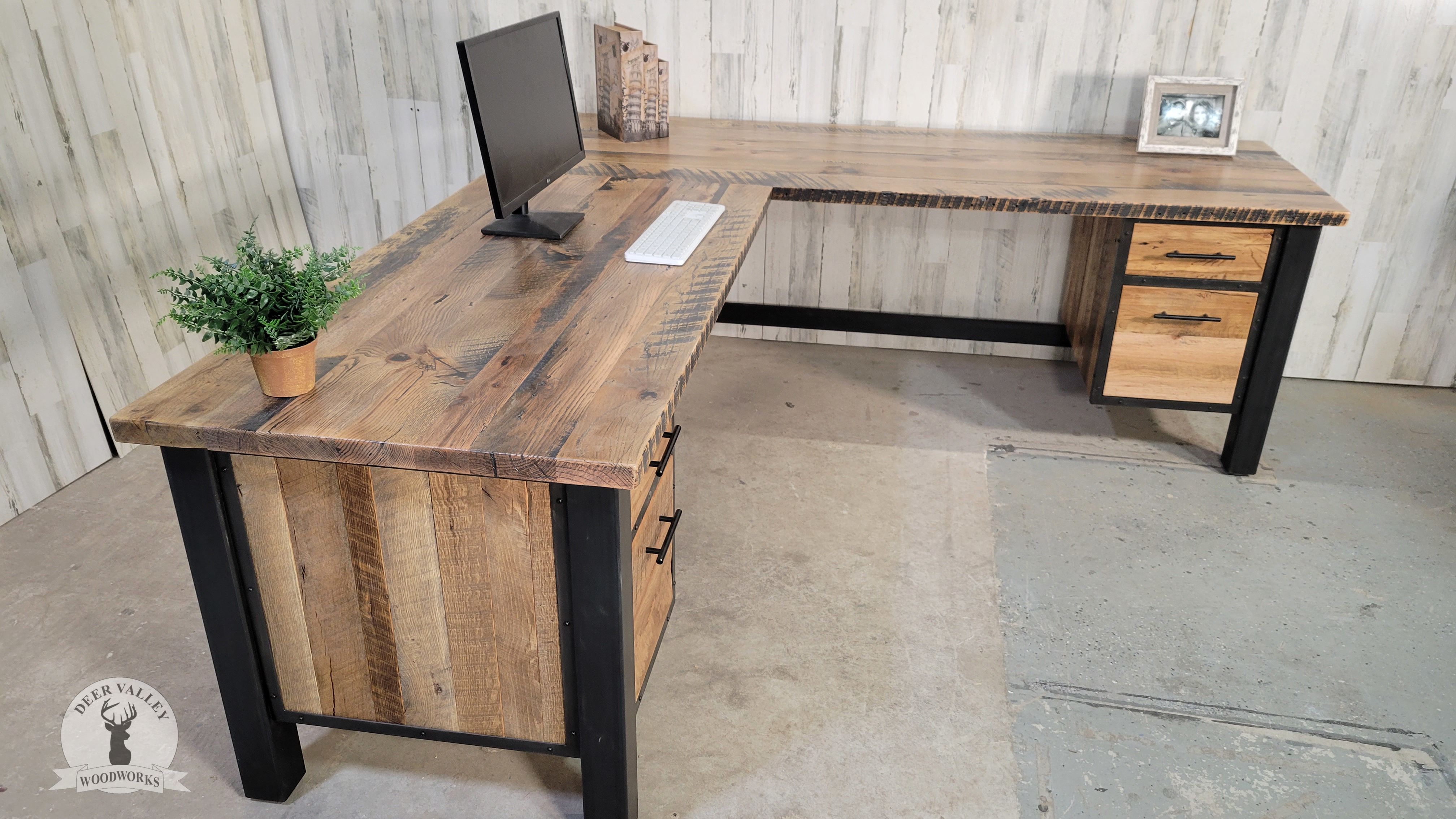 Buy Custom Made Reclaimed Barnwood Desk, Reclaimed Wood Corner Desk