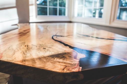 Hand Made Live Edge Spalted Box Elder Black Epoxy River Dining