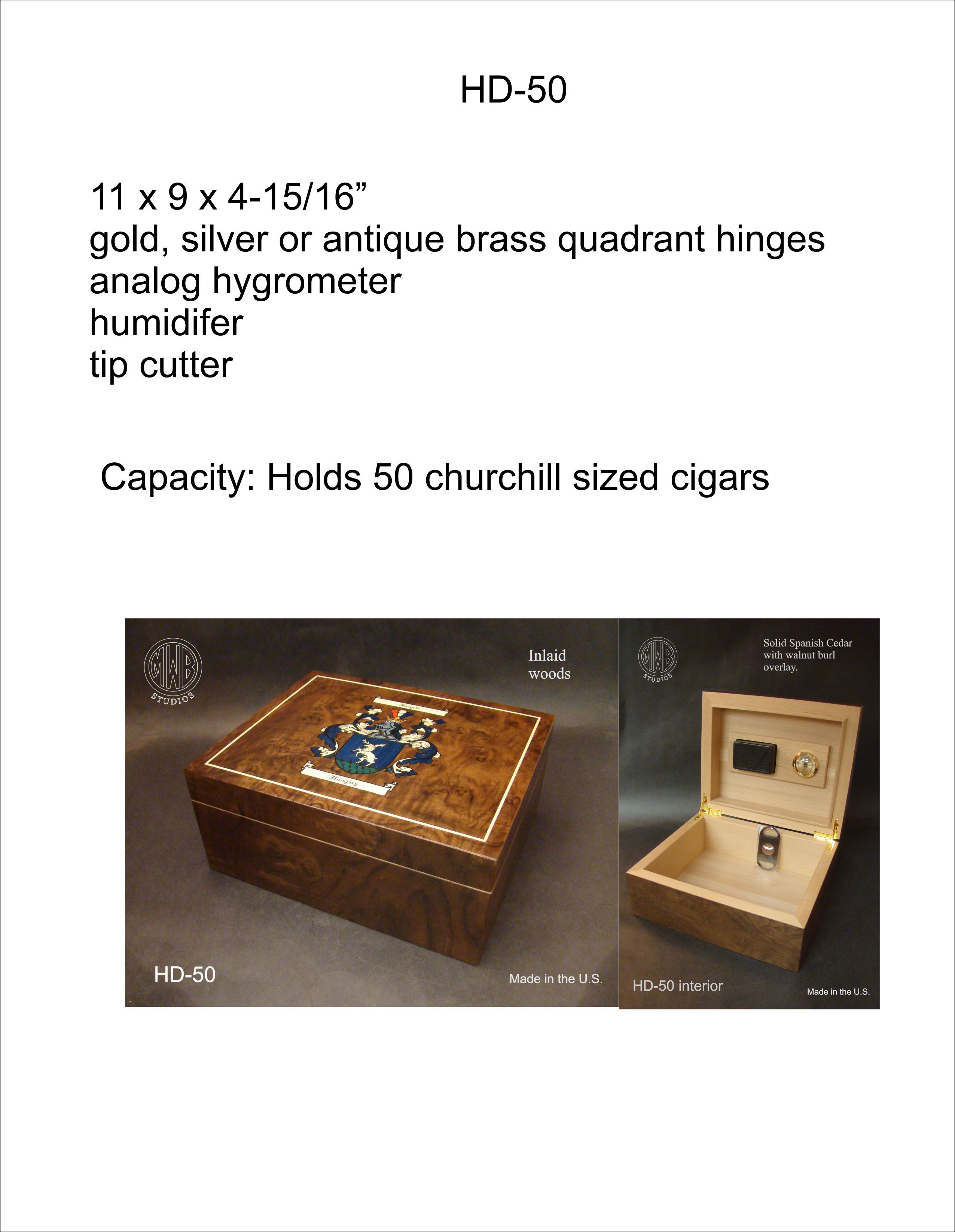 Hand Crafted Handcrafted Inlaid Humidor Hd24 With Free Shipping. by Mwb