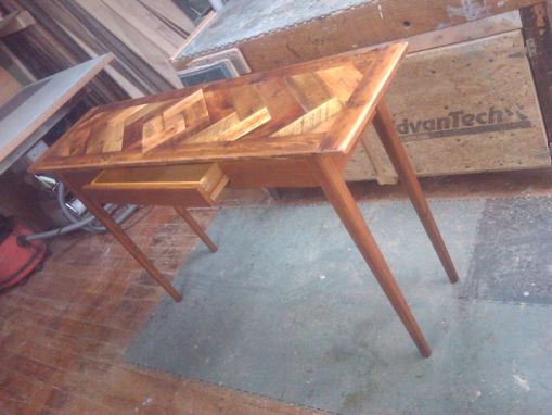 Custom Made Reclaimed Herringbone Top Hall Table