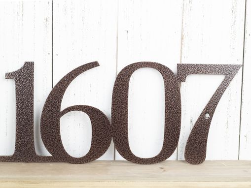 Custom Made Metal House Number Sign, 5 Digit - Copper Vein Shown