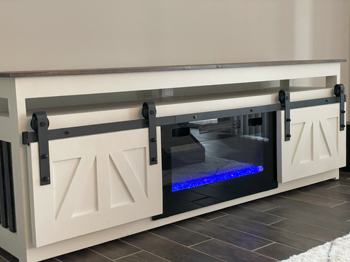 Custom Made Farmhouse Style Tv Media Center With Electric Chimney