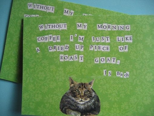 Custom Made Cat Goat Bach Morning Coffee Notecards