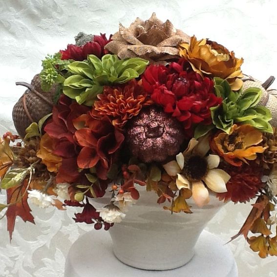 Custom Silk Floral Fall Thanksgiving Table Centerpiece by Duchess ...