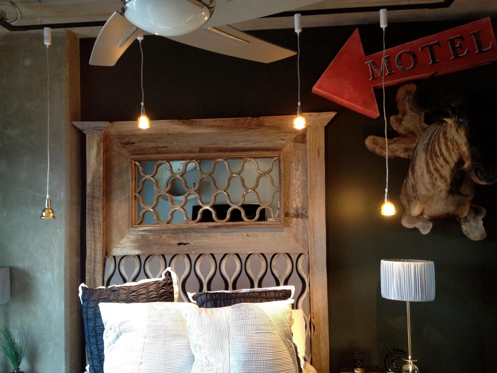 Hand Made Reclaimed Headboard With Metal And Mirror by Kidd Epps Art Shop