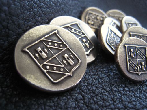 Custom Made Set Of Custom Buttons In Solid Bronze With Your Family Crest, Initial, Monogram, Or Business Logo