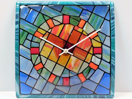Custom Made A Decorative Fused Glass Clock Sunshine