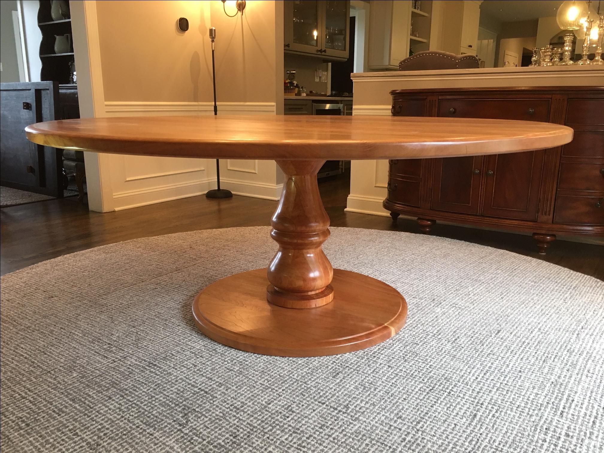 Handmade Large Round Pedestal Dining Table With Turned Base - Solid