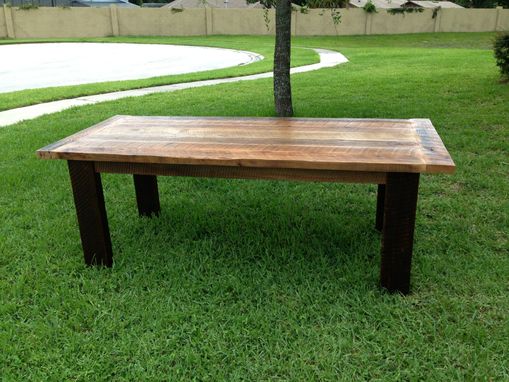 Custom Made Reclaimed Oak Dining Table With Matching Benches