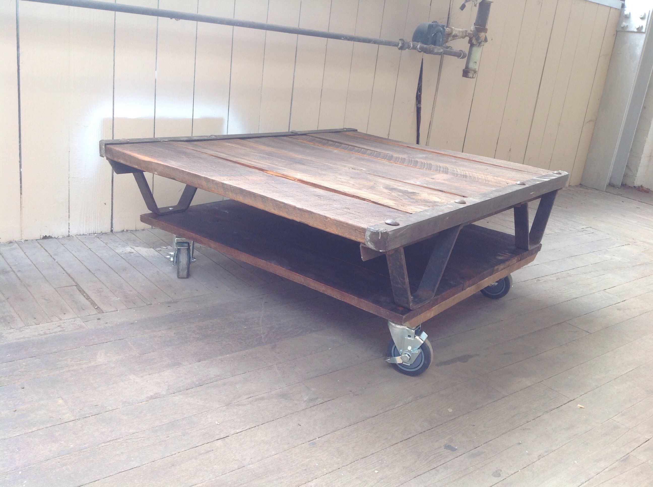 Buy Hand Made Reclaimed Wood Coffee Table On Casters, made to order