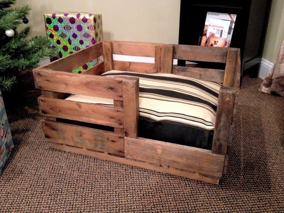 Hand Crafted Retired Produce Crate Dog Bed by Natural Wood Worx