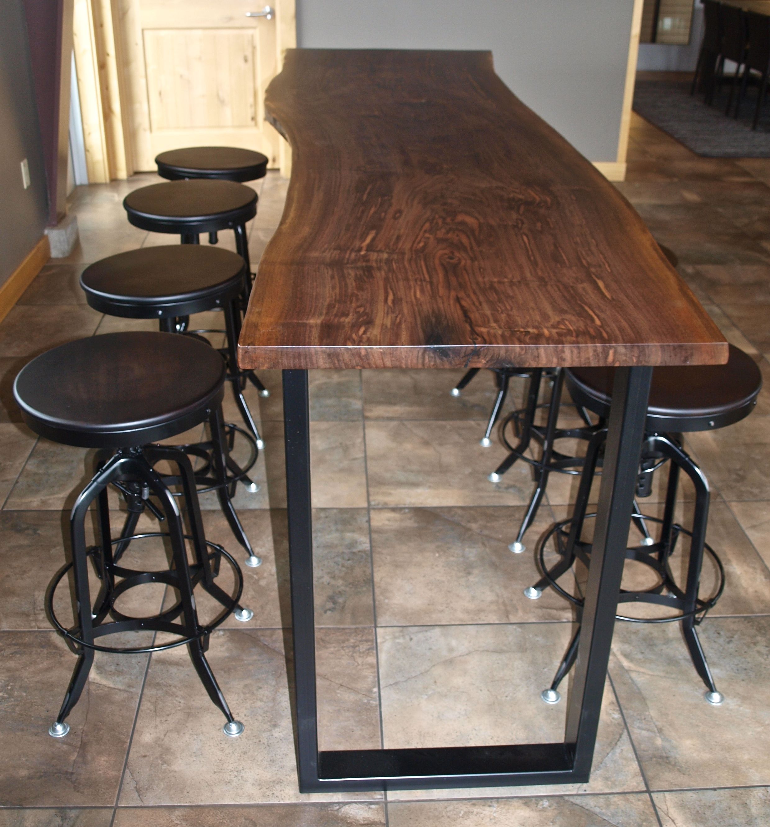 Hand Made Live Edge Walnut Bar Height Table By Witness Tree