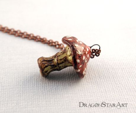 Custom Made Woodland Mushroom Necklace, Ceramic Toadstool Pendant Necklace