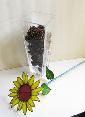Custom Made Sunflower In Stained Glass- Industrial Flower- Sculpture
