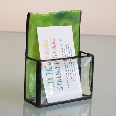 Custom Made Stained Glass Business Card Holder, 1190