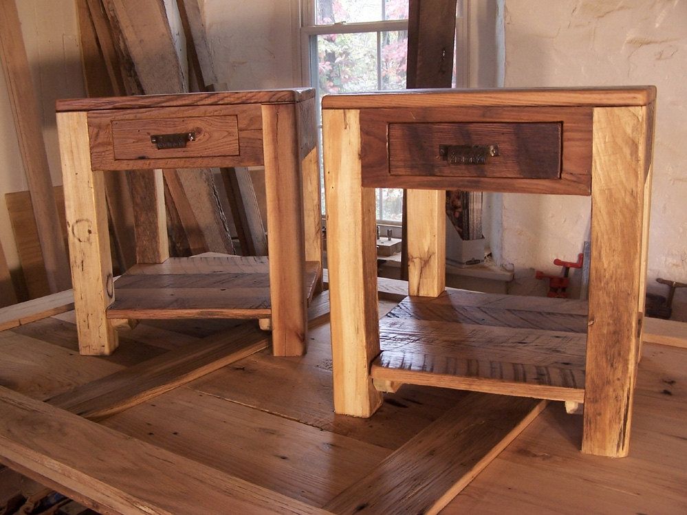Awesome pictures of end tables Buy Hand Made Rustic Parsons Style End Tables With Drawer Shelf And Vintage Pulls To Order From The Strong Oaks Woodshop Custommade Com