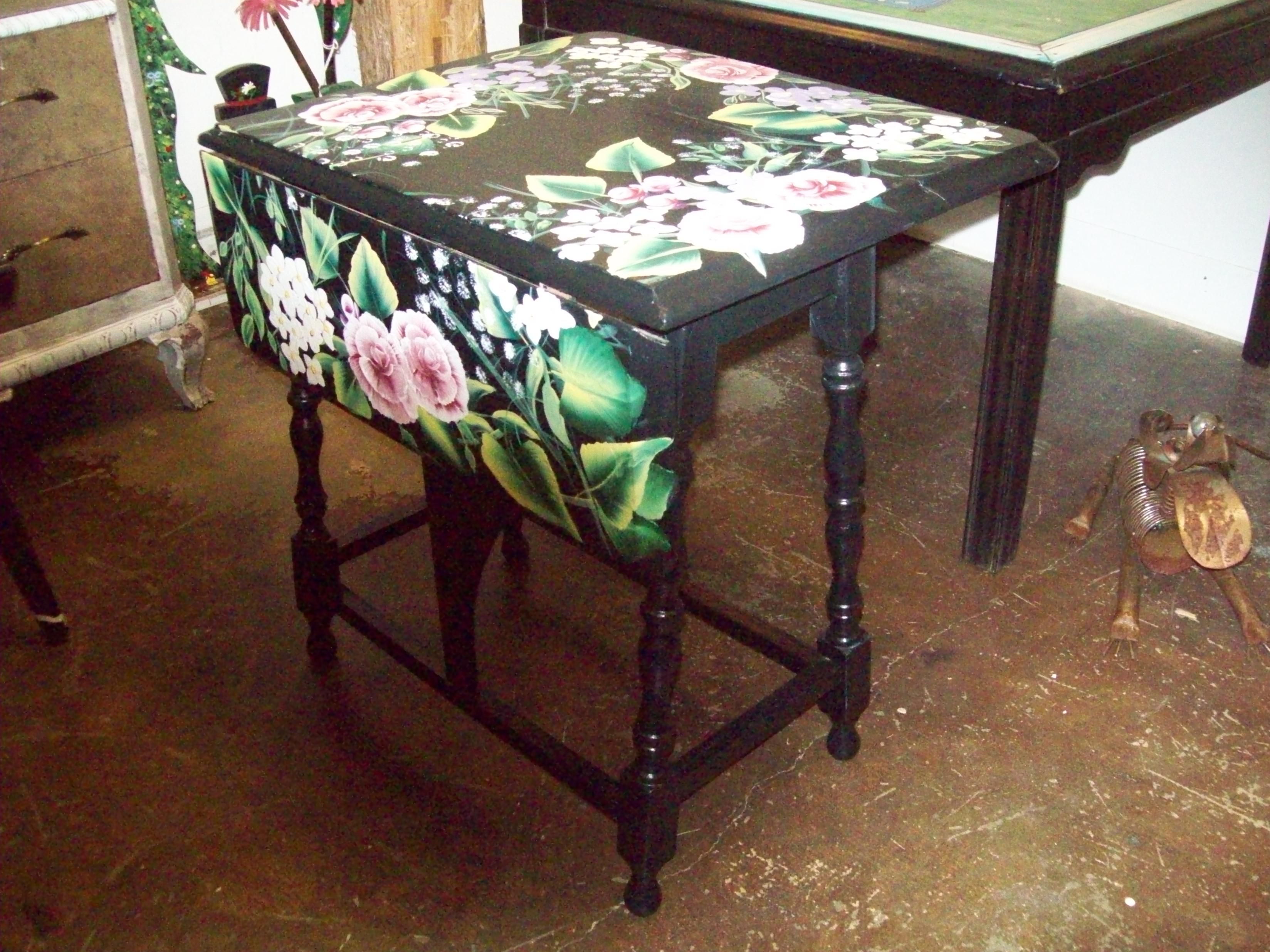 Custom Made Painted Drop-Leaf Table by I Paint Cool Stuff | CustomMade.com